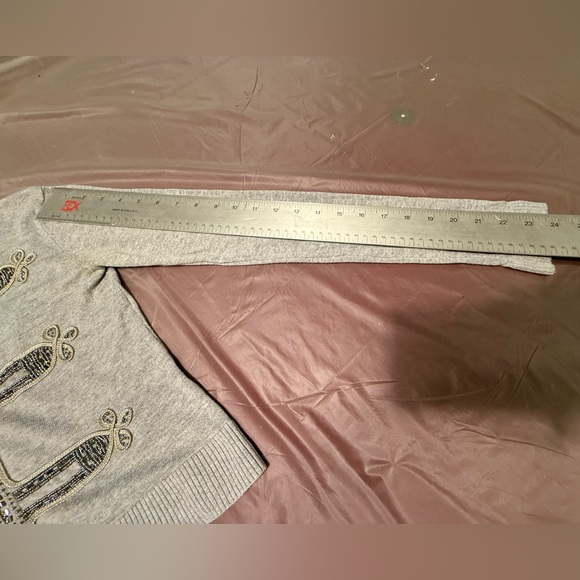 Vintage Gray Silver Beaded Embellished Military Cropped Cardigan Size Small $200 - Picture 9 of 11